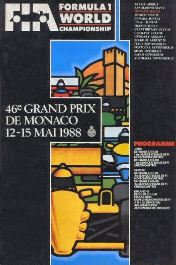 GP. F1 Mónaco 1988 Poster del Gran Premio