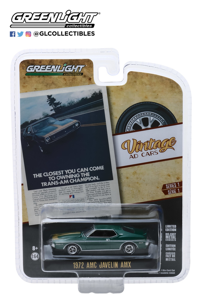 AMC Javelin AMX “The Closest You Can Come To Owning The Trans-Am Champion” (1972) Greenlight 39020D 1/64 