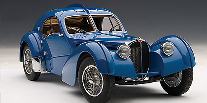 Bugatti 57 SC Atlantic (1938) Autoart 1/18 Azul Llantas Cromadas 