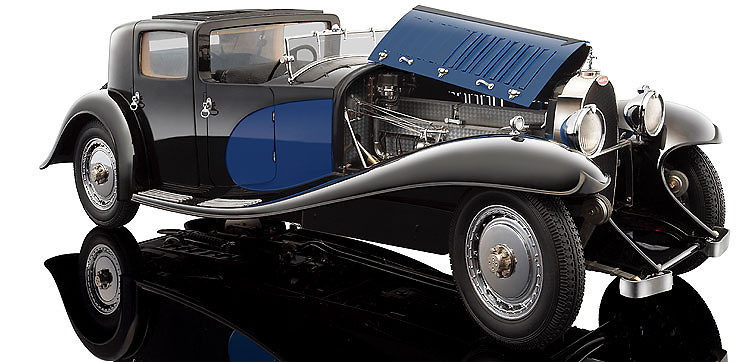 Bugatti Tipo 41 Royale Coupe de Ville (1930) BAUER 1/18 Negro - Azul 