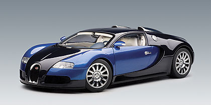 Bugatti Veyron 16.4 Autoart 1/18 Negro - Azul 