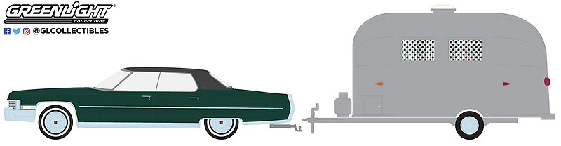 Cadillac Sedan deVille + Airstream 16’ Bambi (1972) 32240A Greenlight 1/64 