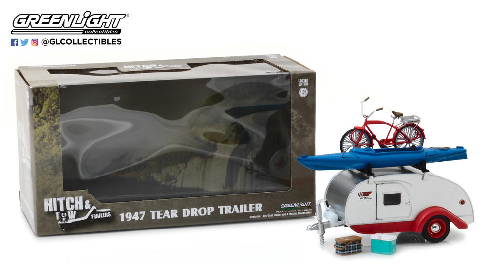 Carabana Teardrop con baca y accesorios (2019) Greenlight 18440A 1/24 