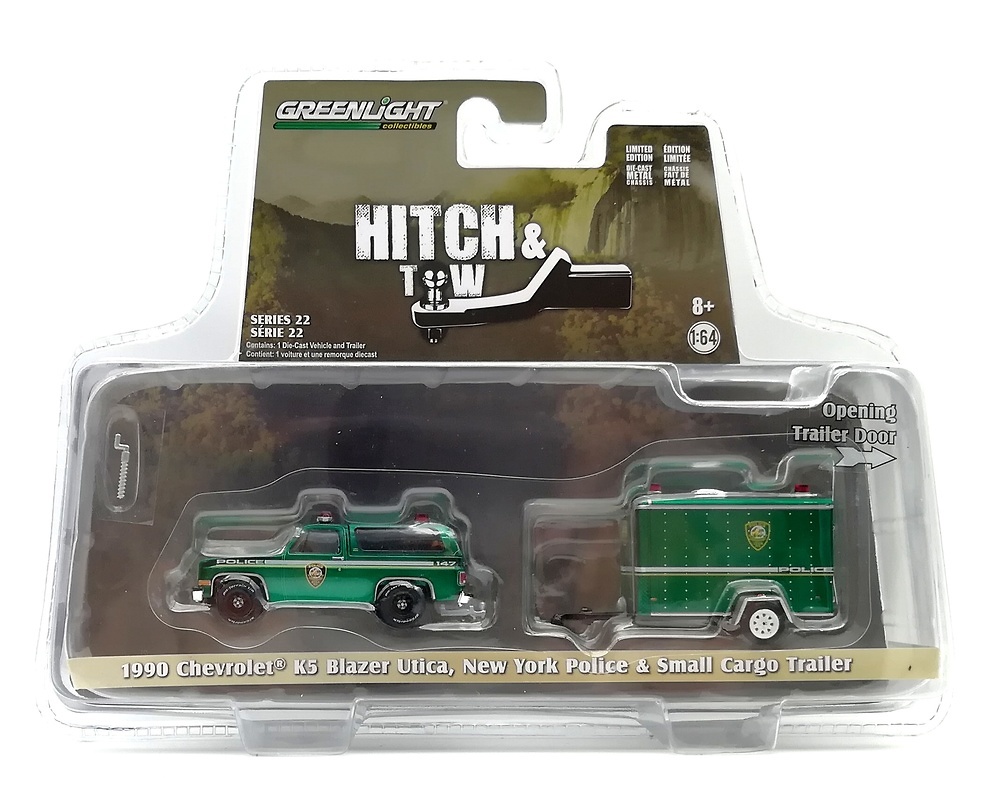 Chevrolet K5 Blazer Utica Policia Nueva York con remolque (1990) Green Machine 32220D 1/64 