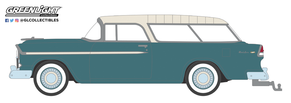 29950-A 1:64 Estate Wagons Series 3 - 1955 Chevrolet Nomad - Regal Turquoise and India Ivory Solid Pack 