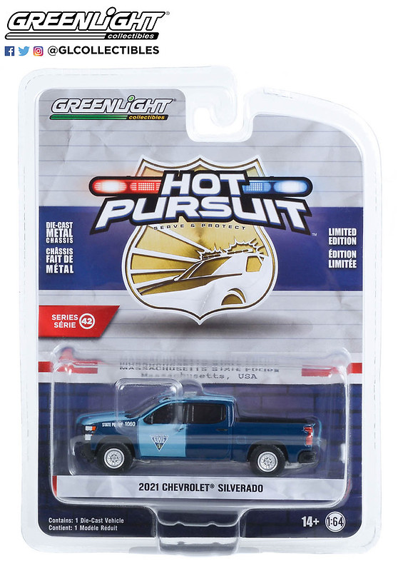 Chevrolet Silverado Policia de Massachusetts (2021) Greenlight 43000E 1/64 
