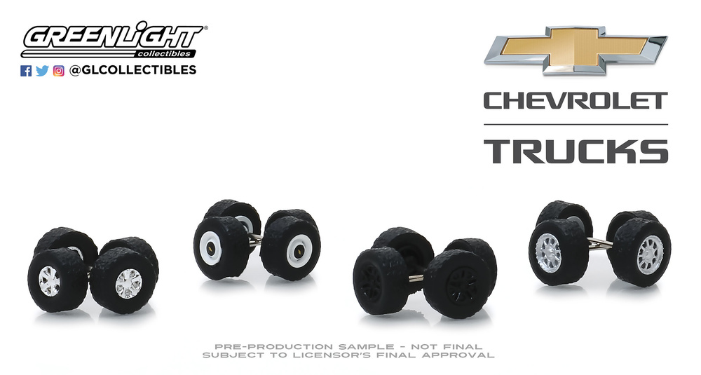 Conjunto de llantas y neumáticos Auto Body Shop Chevrolet Trucks Greenlight 16030A 1/64 
