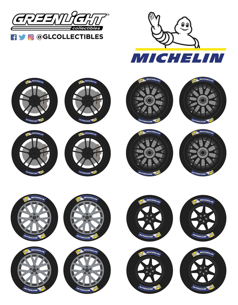 Conjunto de llantas y neumáticos Series 3 Michelin Greenlight 16050B 1/64 