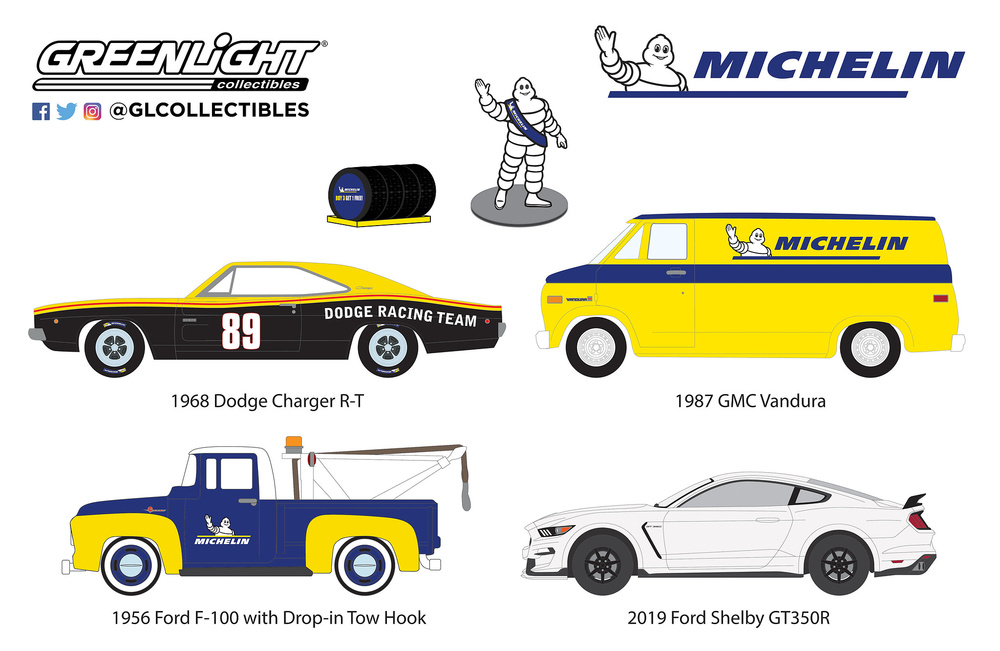 Diorama 4 vehículos Michelin Service Center Greenlight 58049 1/64 