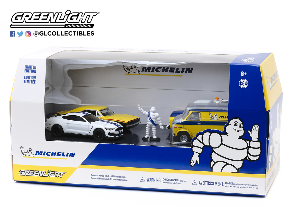 Diorama 4 vehículos Michelin Service Center Greenlight 58049 1/64 