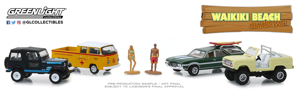 Dioramas 4 vehículos Waikiki Beach Summer Bash Greenlight 58050 1/64 