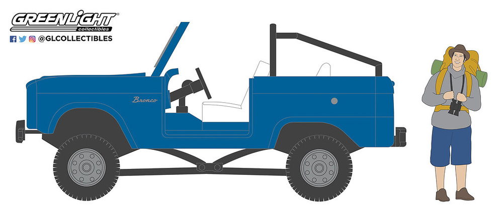 97060-B 1:64 The Hobby Shop Series 6 - 1967 Ford Bronco (Doors Removed) with Backpacker 