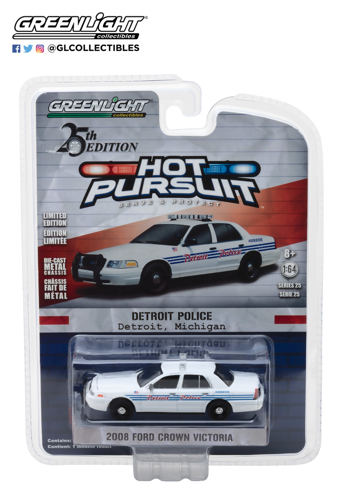 Ford Crown Victoria Interceptor de Policía de Detroit Michigan Greenlight 42820E 1/64 