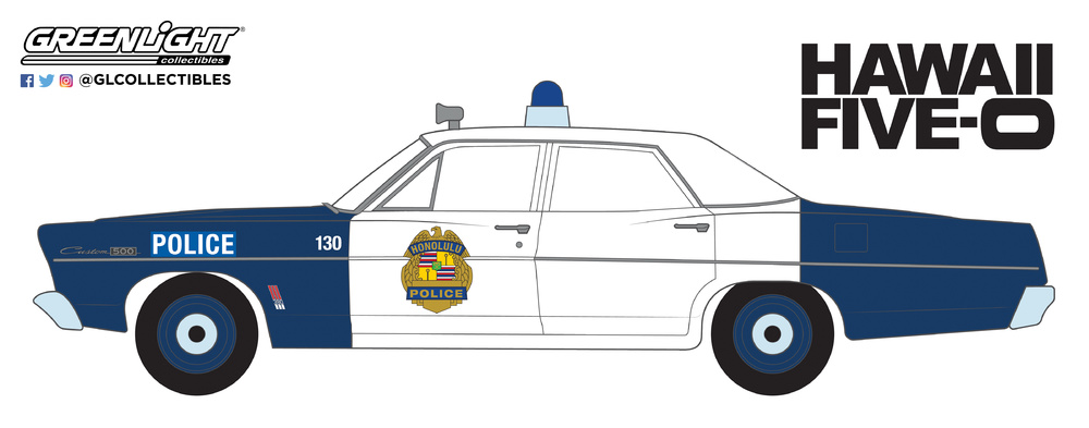 Ford Custom Honolulu Hawaii Police Hawaii 5-0 (1967) Greenlight 44800A 1/64 