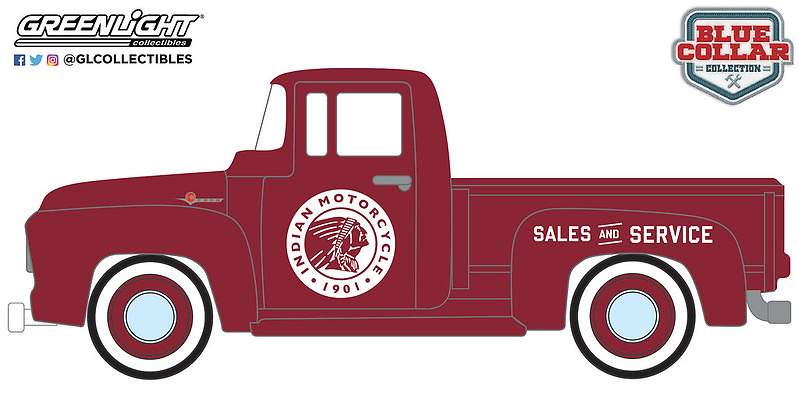 Ford F-100 - Indian Motorcycle Sales & Service (1954) 35220A Greenlight 1/64 