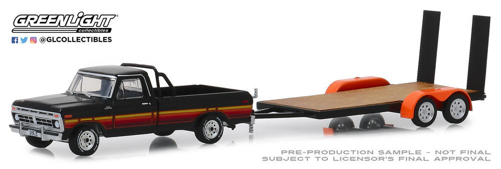 Ford F-100 con remolque plataforma (1977) Greenlight 32170B 1/64 
