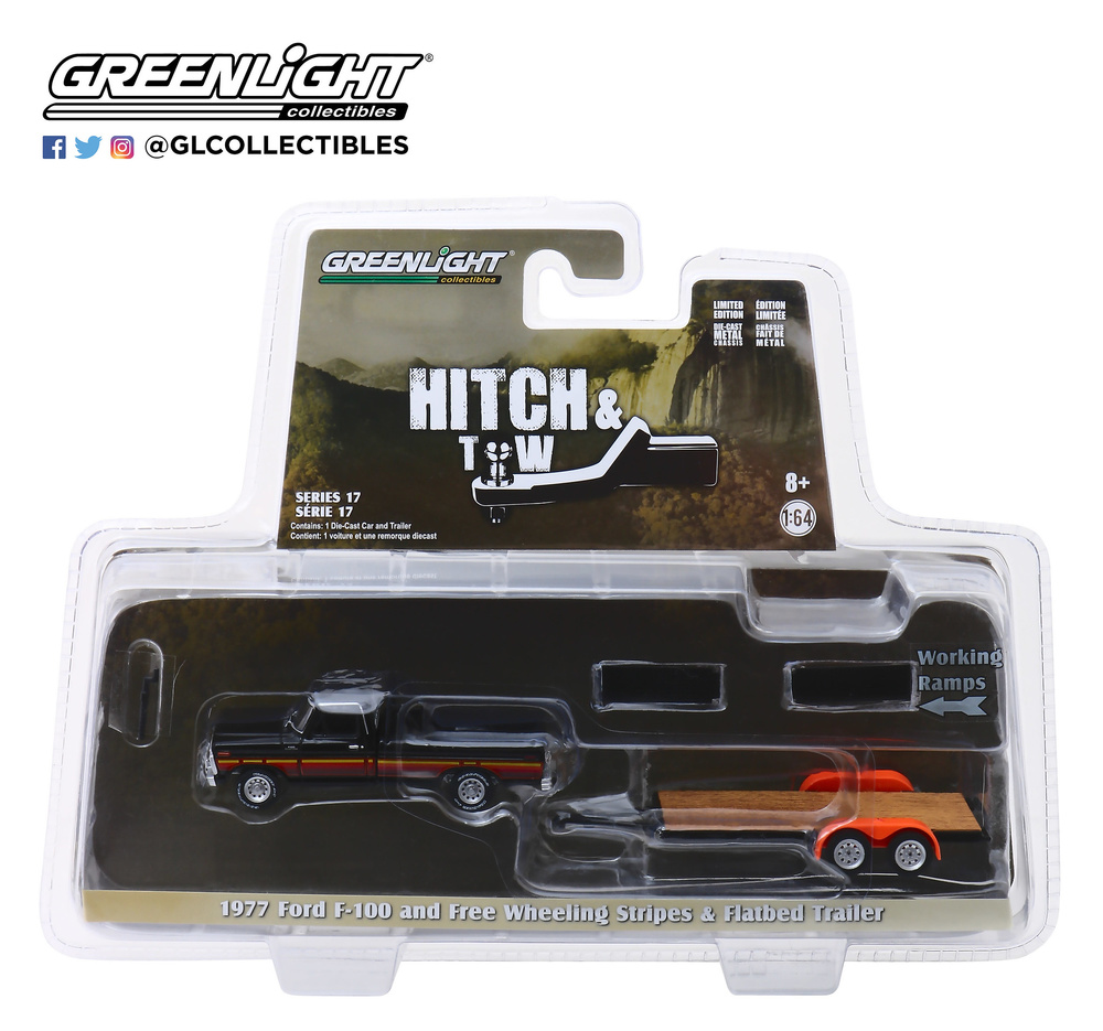 Ford F-100 con remolque plataforma (1977) Greenlight 32170B 1/64 
