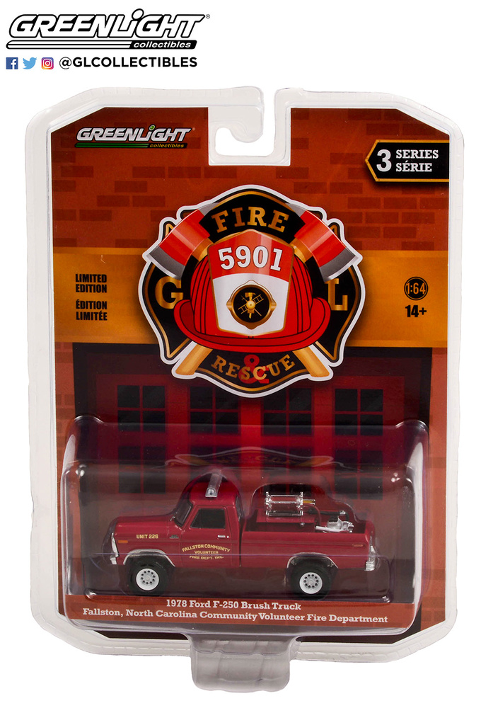 Ford F-250 - Bomberos de Fallston Carolina del Norte (1978) Greenlight 67030C 1/64 