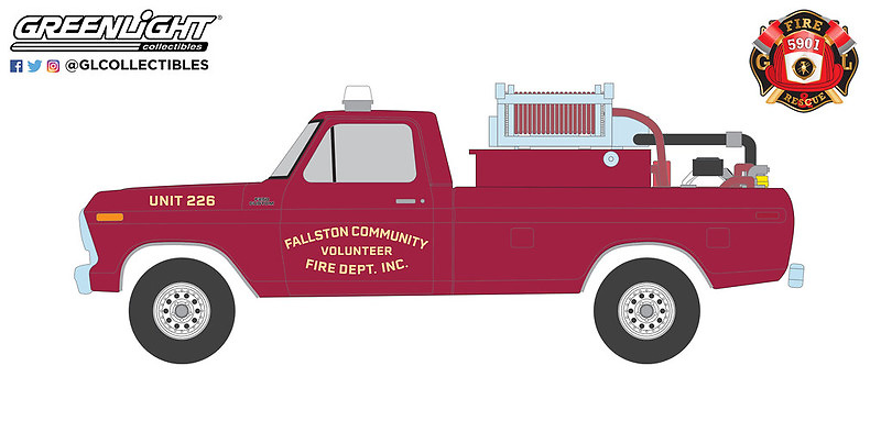 Ford F-250 - Bomberos de Fallston Carolina del Norte (1978) Greenlight 67030C 1/64 
