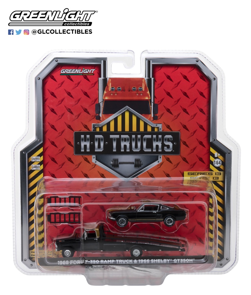 Ford F-350 Plataforma (1968) con Shelby Mustang GT350H (1966) Greenlight 33130A 1/64 