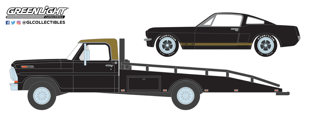 Ford F-350 Plataforma (1968) con Shelby Mustang GT350H (1966) Greenlight 33130A 1/64 