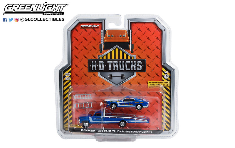 Ford F-350 plataforma con Ford Mustang 69' (Ford Drag Team) Greenlight 33240A 1/64 