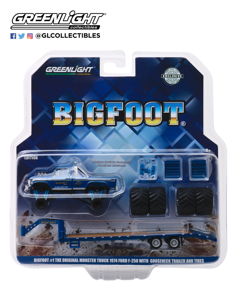 Ford F250 Bigfoot nº 1 Monster Truck con trailer y juego de neumáticos de 66