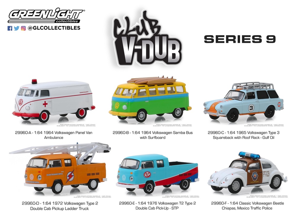 Volkswagen T1 Samba con tabla de Surf (1964) Greenlight 29960B 1/64 
