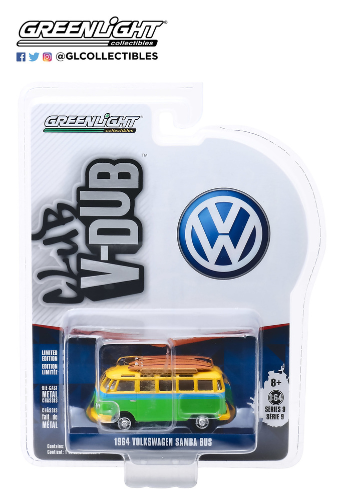 Volkswagen T1 Samba con tabla de Surf (1964) Greenlight 29960B 1/64 