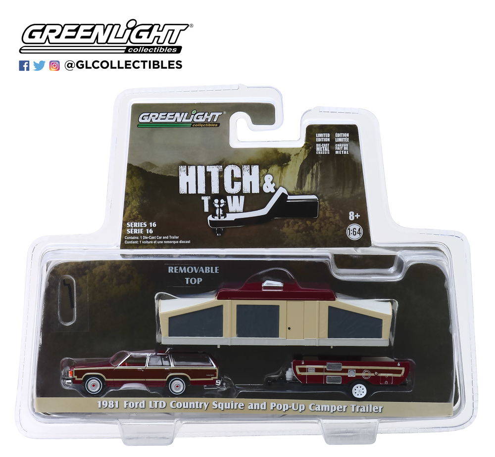Ford LTD Country Squire + Carabana Plegable (1981) Greenlight 32160C 1/64 