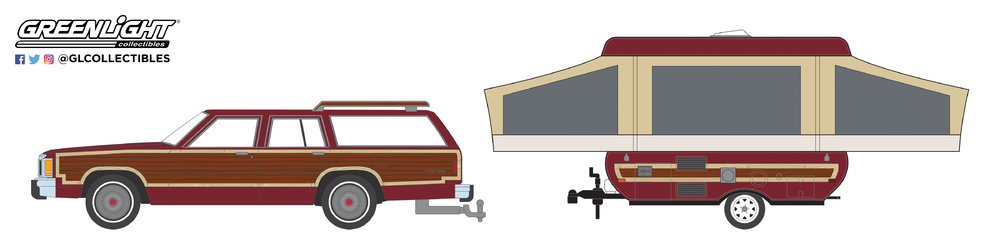 Ford LTD Country Squire + Carabana Plegable (1981) Greenlight 32160C 1/64 