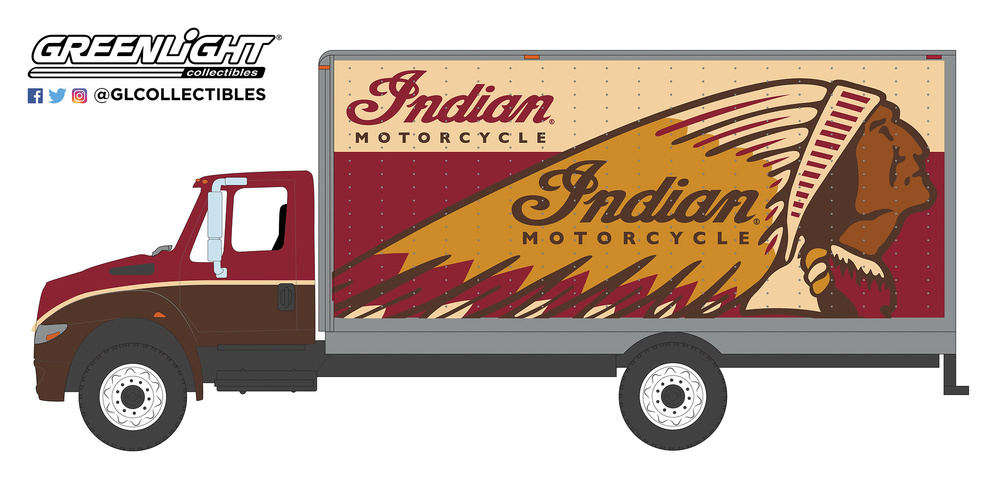 International Durastar Box Van - Indian Motorcycle (2013) Greenlight 33170A 1/64 