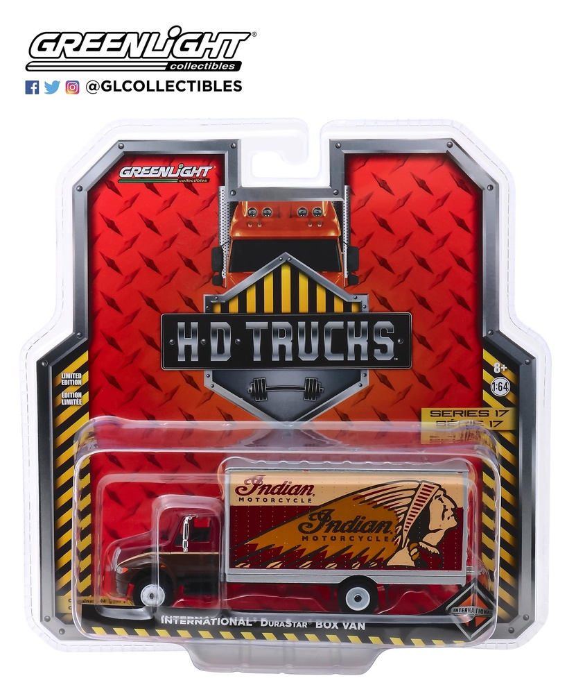 International Durastar Box Van - Indian Motorcycle (2013) Greenlight 33170A 1/64 
