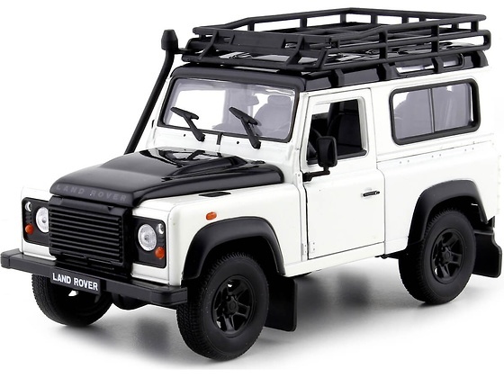 Land Rover Defender (2000) Welly 1:24 Blanco Techo Negro 