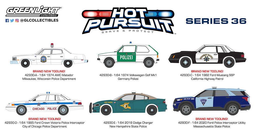 Lote 6 coches de policia Hot Pursuit serie 36 Greenlight 42930 1/64 