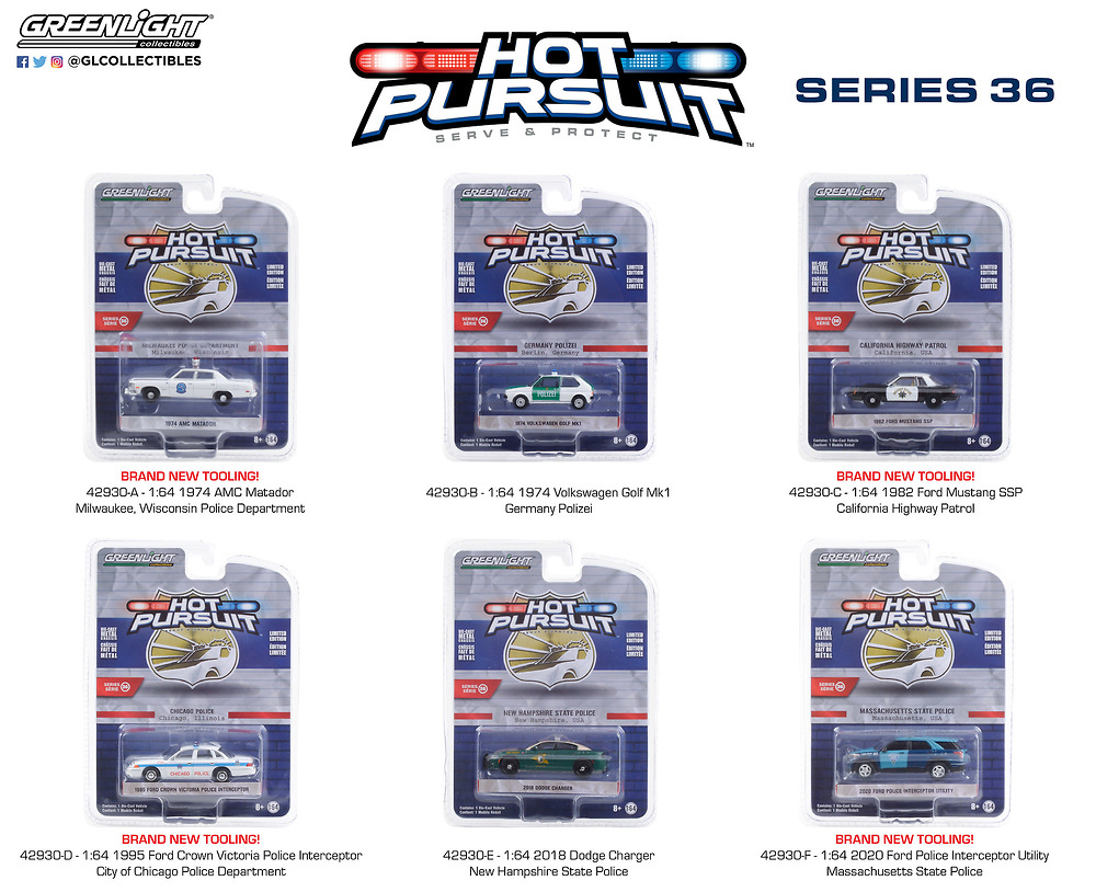 Lote 6 coches de policia Hot Pursuit serie 36 Greenlight 42930 1/64 