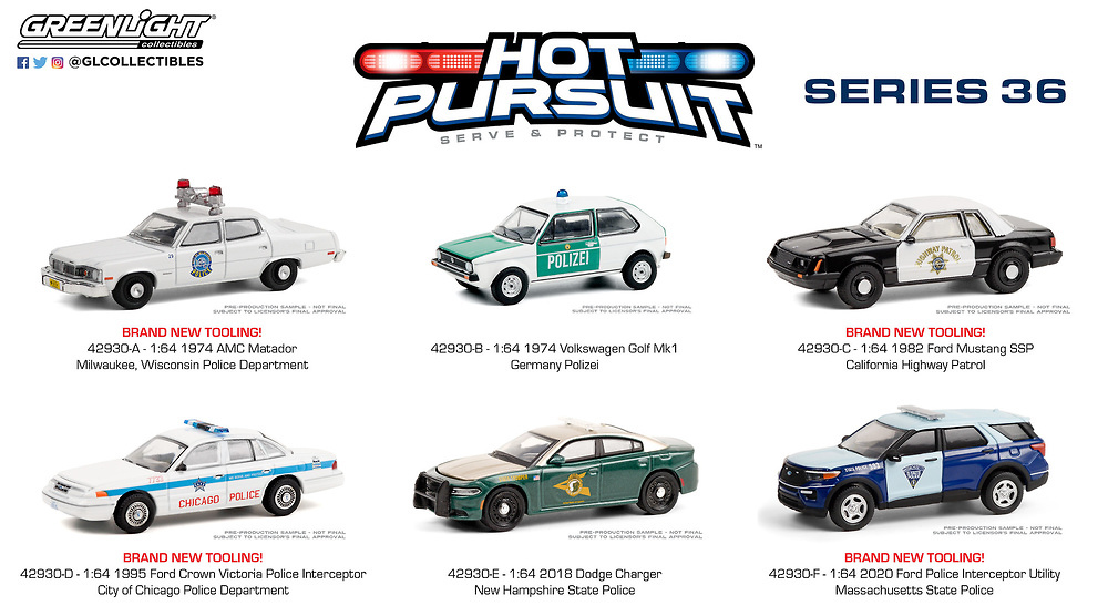 Lote 6 coches de policia Hot Pursuit serie 36 Greenlight 42930 1/64 