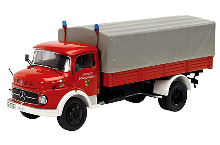 Mercedes Benz L322 CAMION CAJA CON TOLDO BOMBEROS Schuco 1/43 
