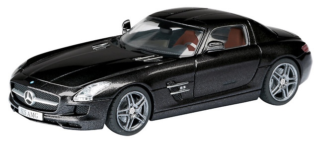 Mercedes Benz SLS AMG C197 (2010) Schuco 1/43 Negro Carbón Metalizado 