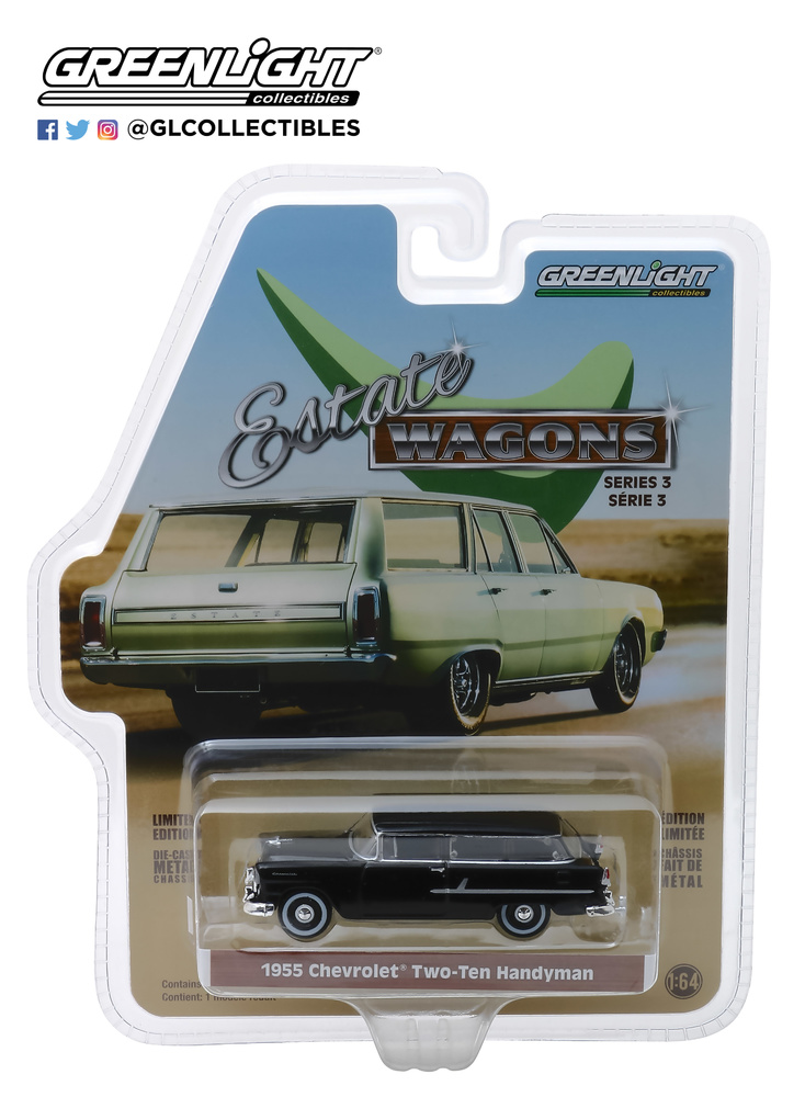 29950-B 1:64 Estate Wagons Series 3 - 1955 Chevrolet Two-Ten Handyman - Onyx Black Solid Pack 