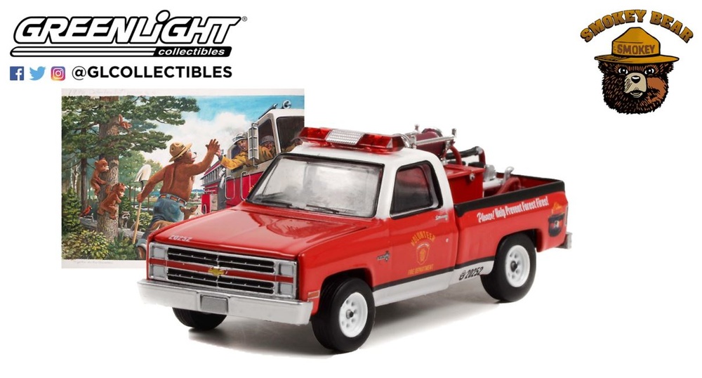 Miniatura camioneta Chevrolet C20 - Bomberos (1984) Greenlight escala 1/64 