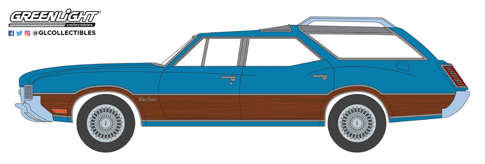29950-D 1:64 Estate Wagons Series 3 - 1972 Oldsmobile Vista Cruiser - Viking Blue and Woo 