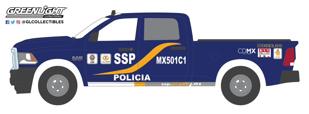 42870-F 1:64 Hot Pursuit Series 30 - 2017 Ram 2500 - Mexico City, Mexico Policia 