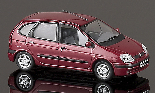 Renault Scenic Serie 2 (2003) Universal Hobbies 1/43 Rojo Metalizado 