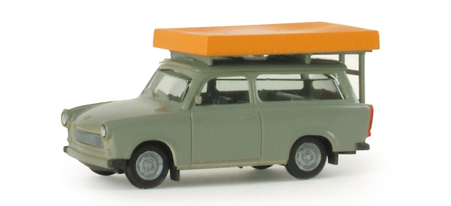 Trabant 601 S Universal con tienda de campaña (1963) Herpa 1/87 Gris Tienda cerrada 