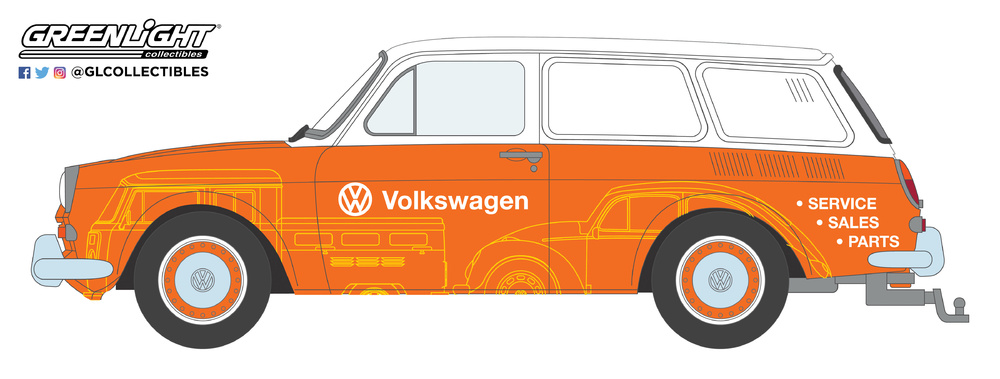 35120-C 1:64 Blue Collar Collection Series 5 - 1966 Volkswagen Type 3 Panel Van - Volkswagen Sales and Service 