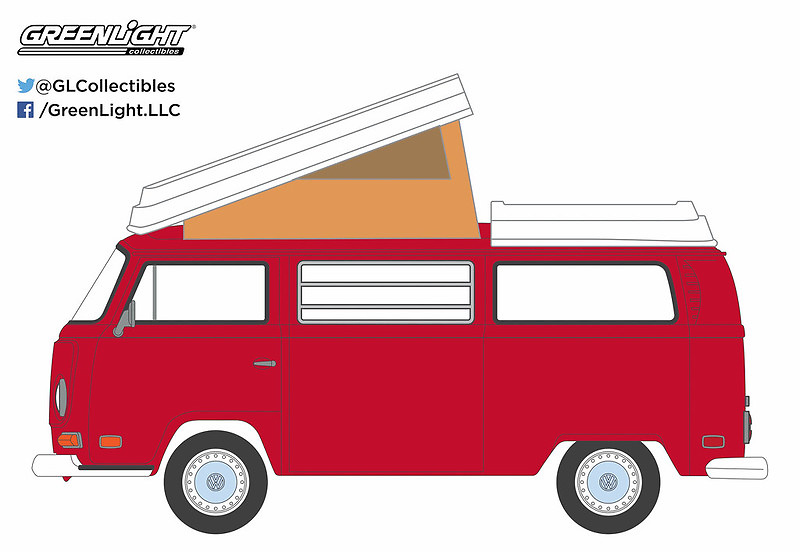 Volkswagen Transporter T2B Camper Van (1968) Greenlight 29835 1/64 