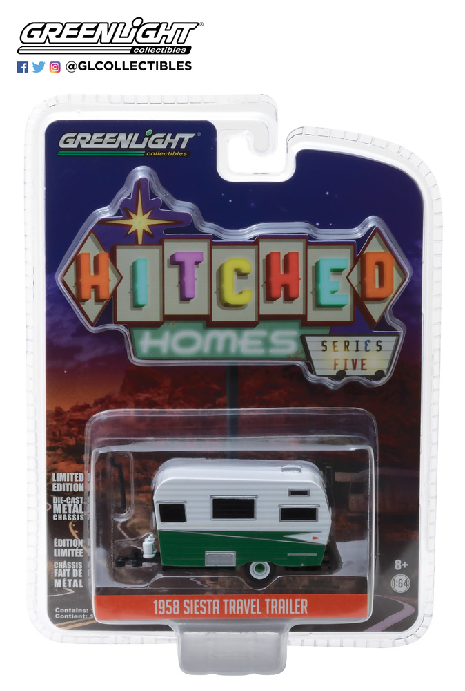 Miniatura Caravana Siesta (1958) Greenlight 34050A escala 1/64 