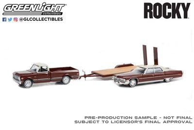 Chevrolet C-10 + Cadillac Sedan deVille Rocky (1973) Greenlight 1/64