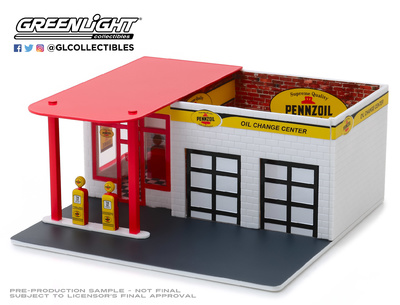 Edificio Gasolinera vintage "Pennzoil" Greenlight 1/64